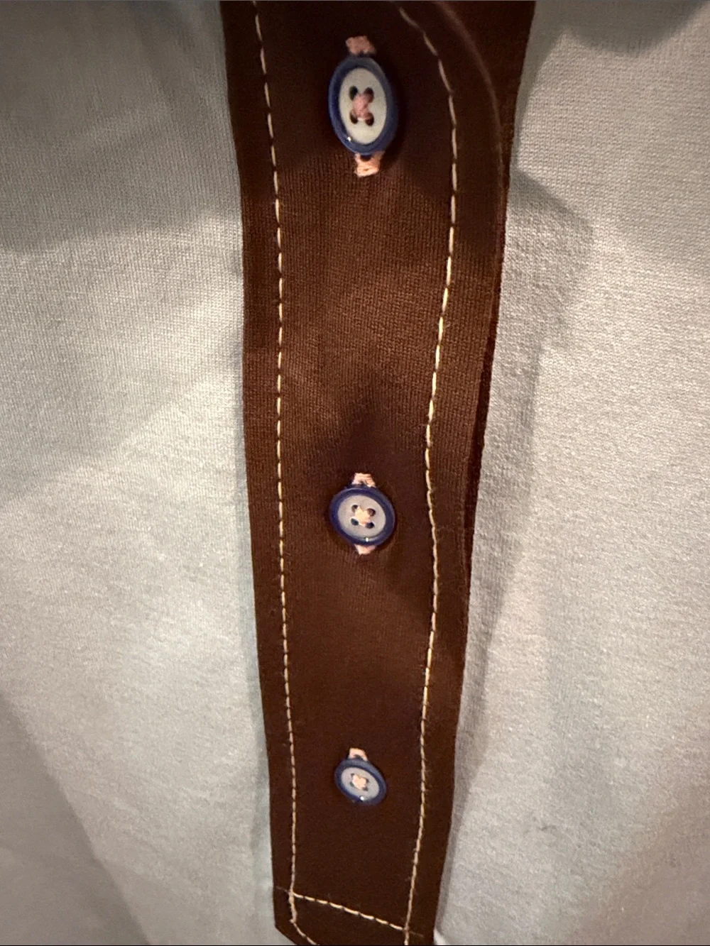 Tory Burch Light Blue Polo with Brown Contrast Collar